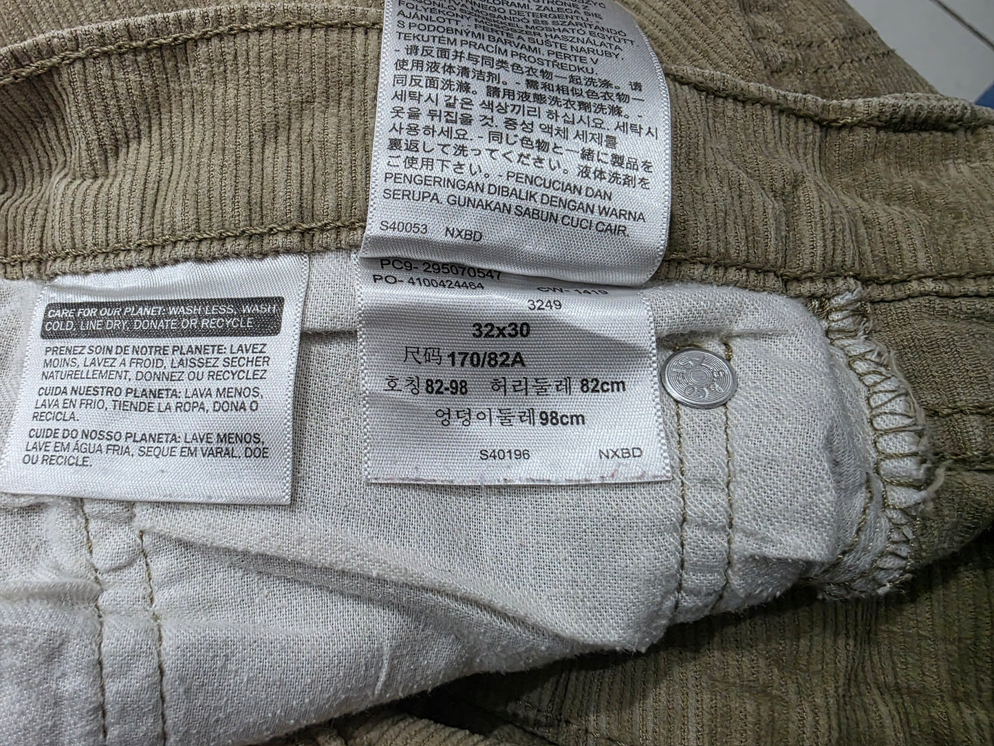 Pantalon Recto Pana Levis 502 32x30 Cafe (Usado)