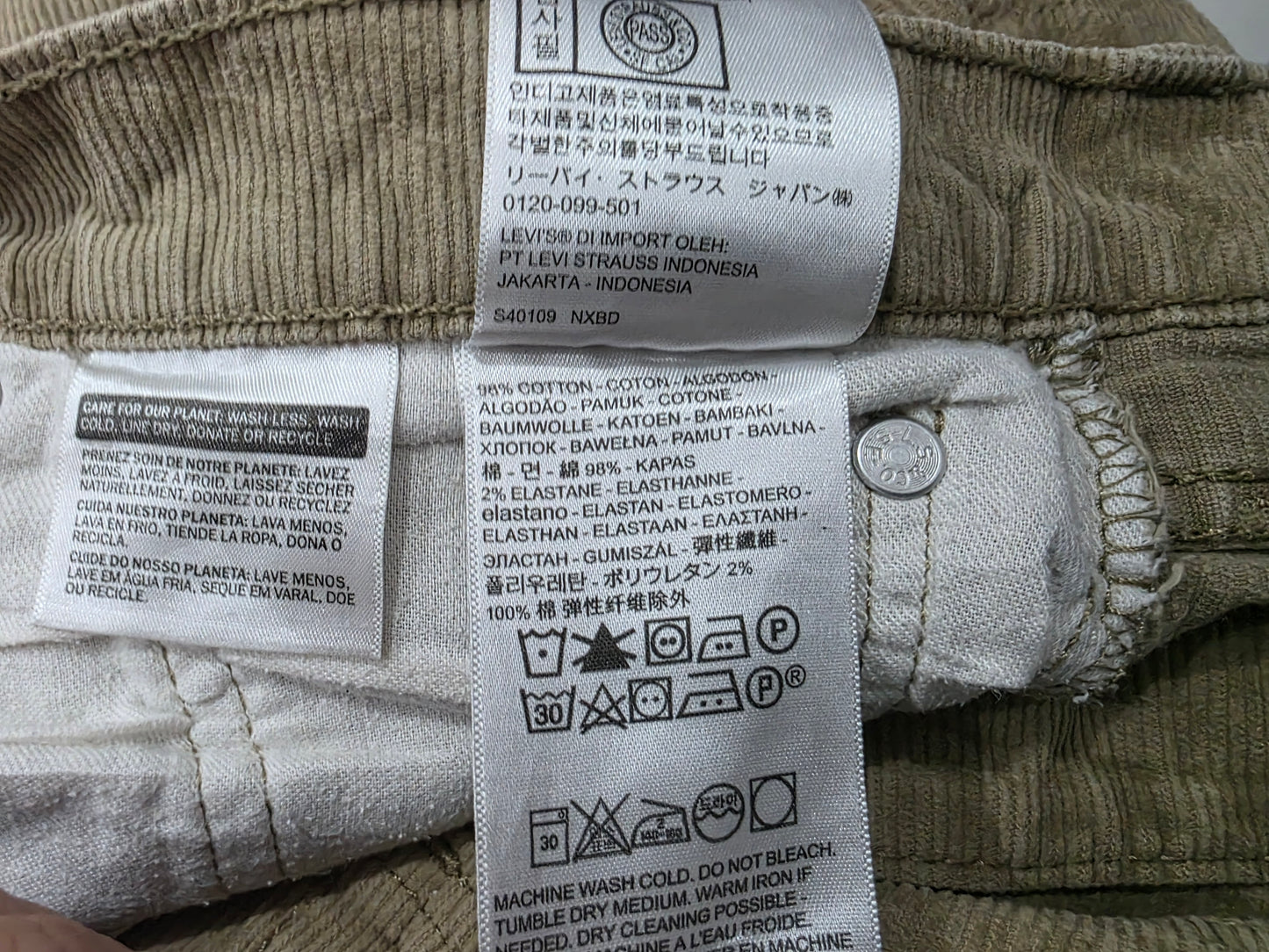 Pantalon Recto Pana Levis 502 32x30 Cafe (Usado)
