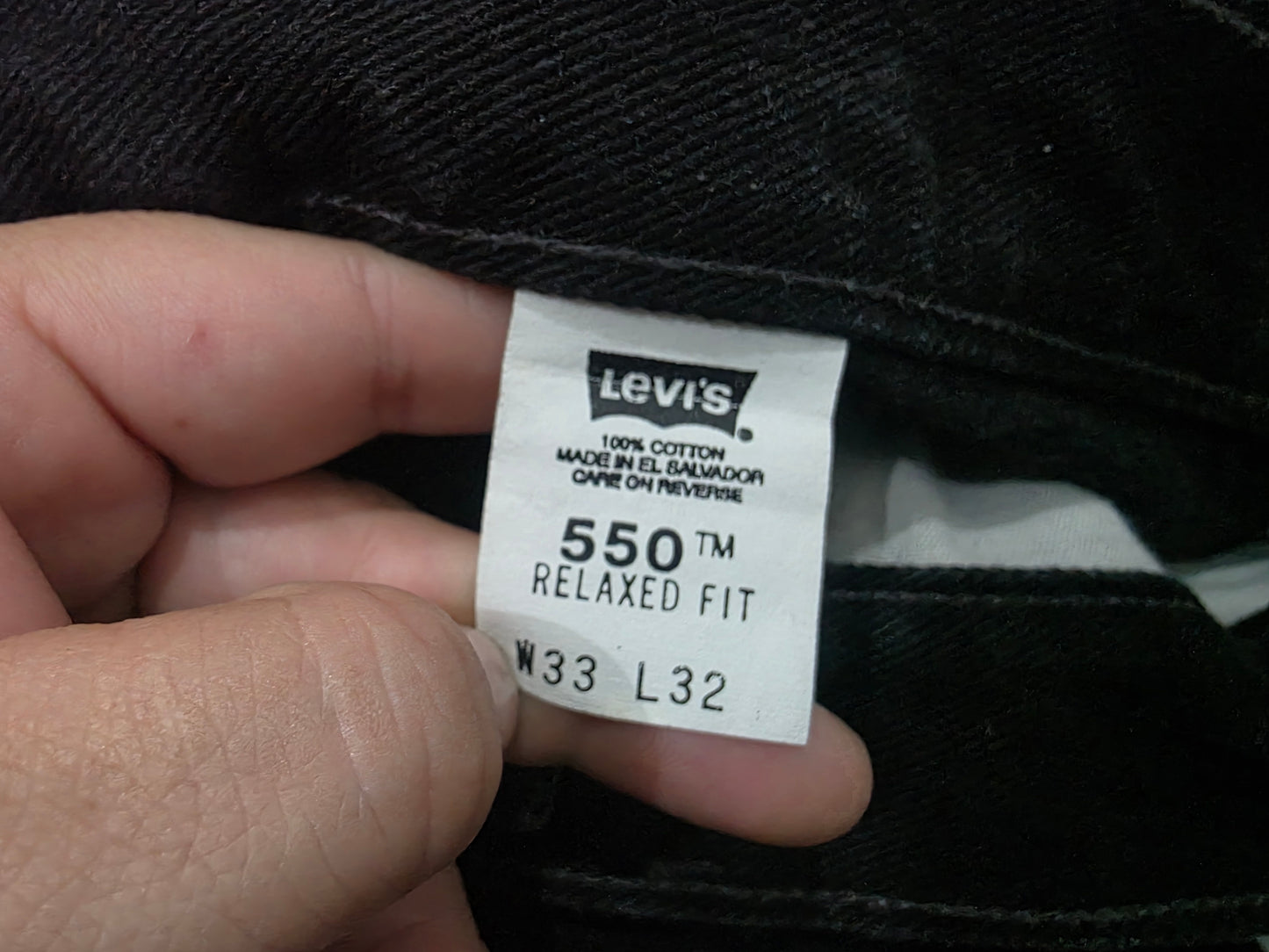 Pantalon Recto Vintage Levis 550 33x32 Negro (Usado)