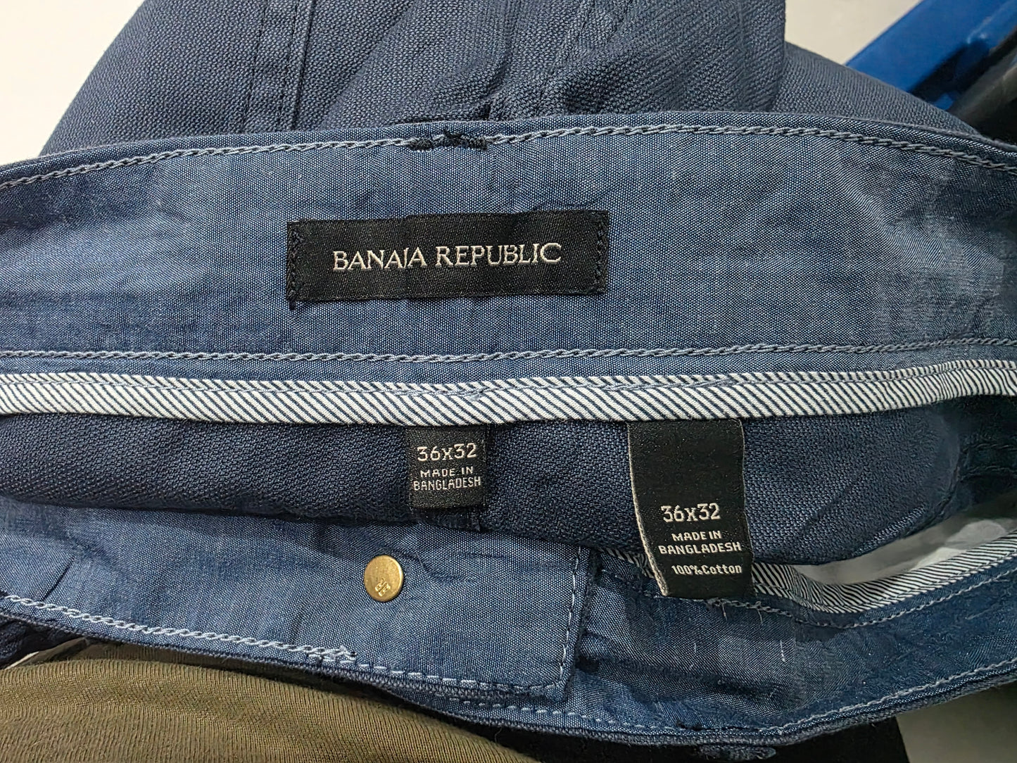 Pantalon Banana Republic 36x32 Recto Azul Metalico (Usado)