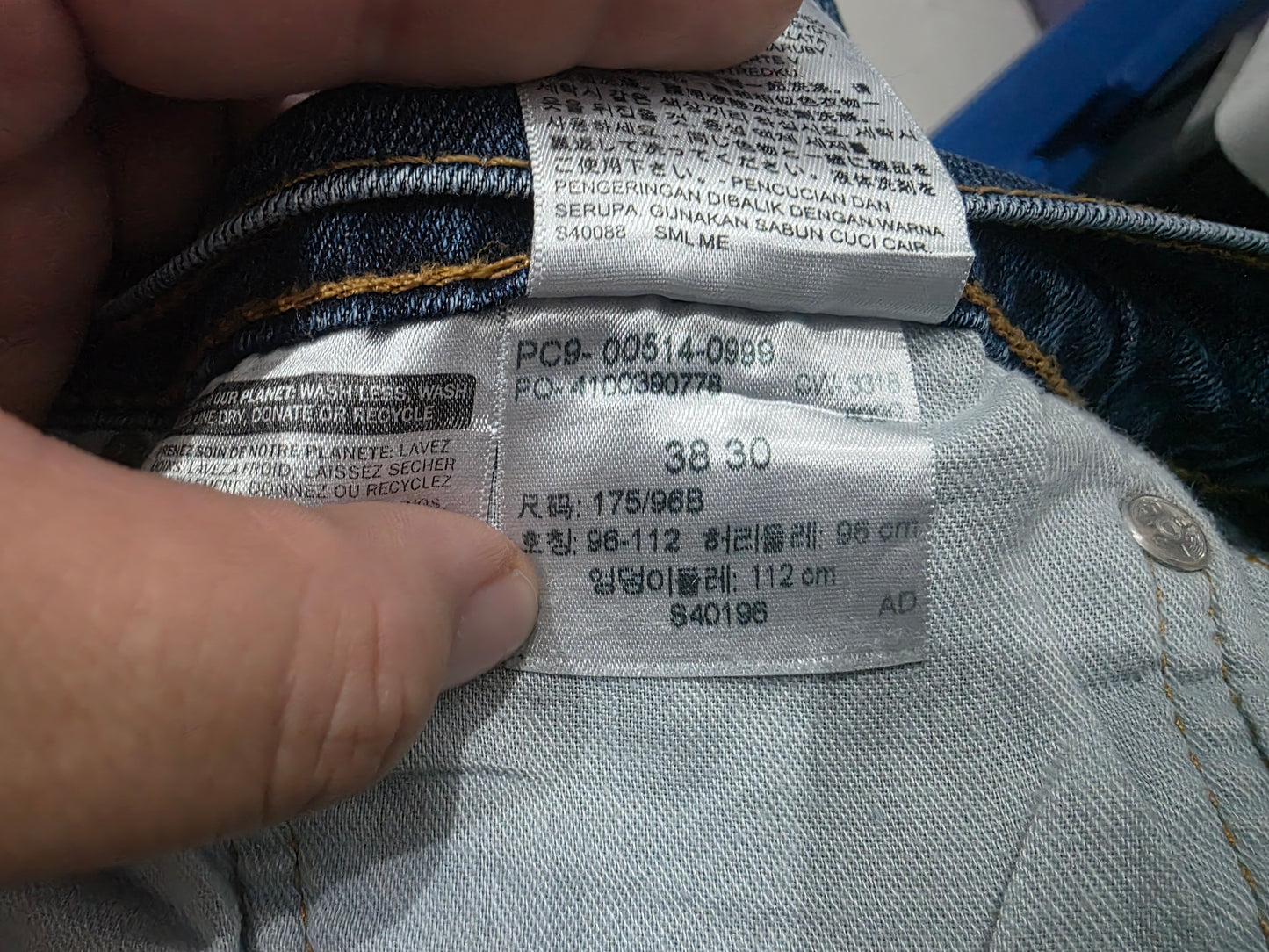 Pantalon Levis 514 38x30 Recto Azul Deslavado (Usado)