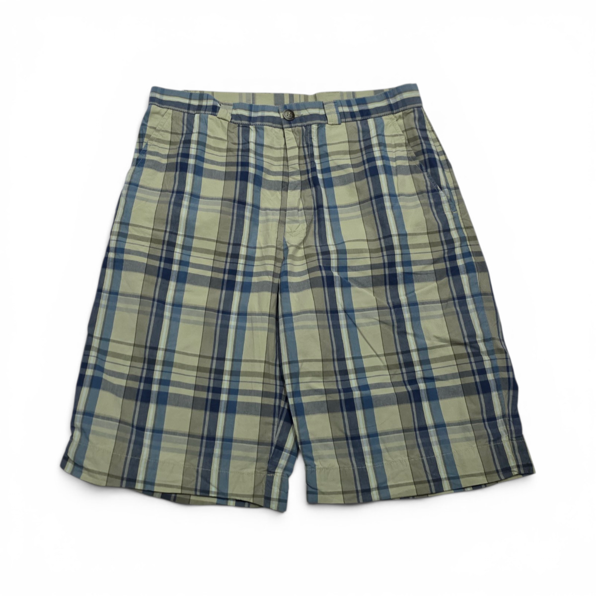 Bermuda Lacoste Talla 32 Cuadro Verde Y Azul (Usado)