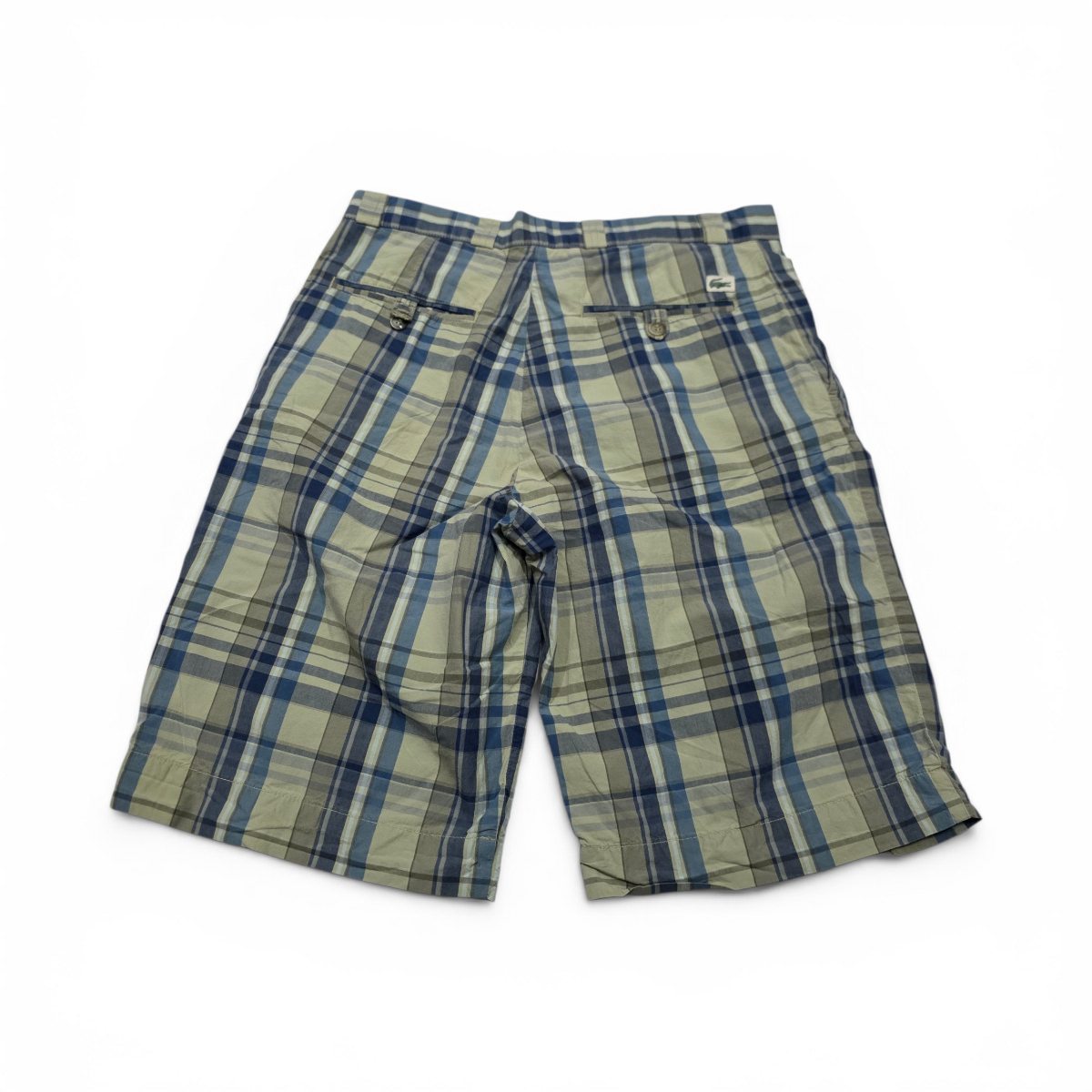 Bermuda Lacoste Talla 32 Cuadro Verde Y Azul (Usado)