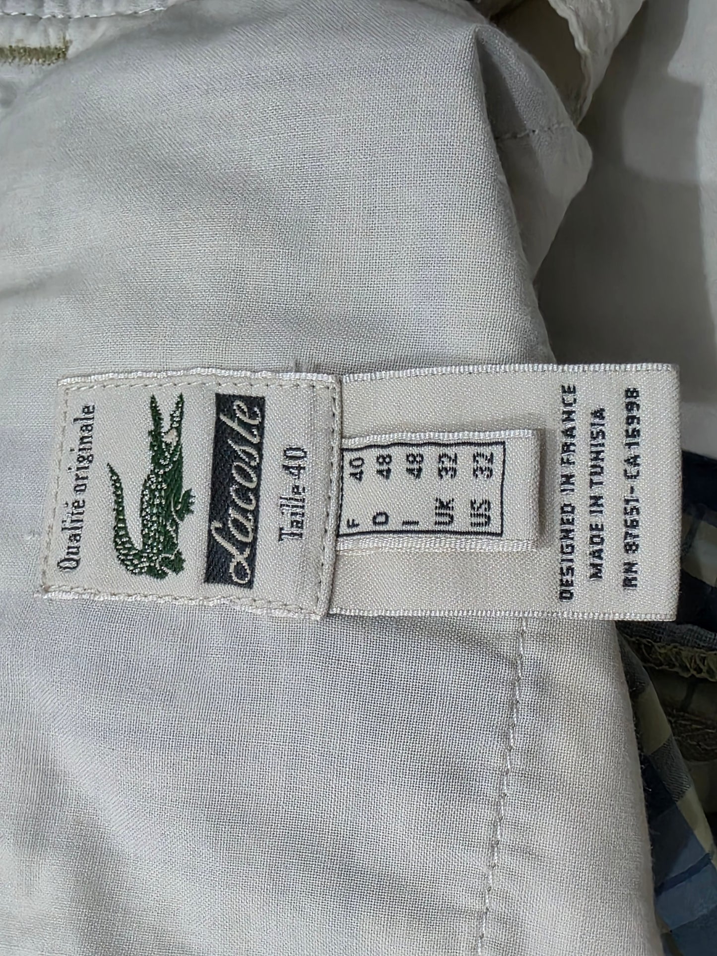 Bermuda Lacoste Talla 32 Cuadro Verde Y Azul (Usado)
