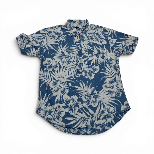 Camisa Manga Corta Ralph Lauren Mediana M Azul Palmeras Lino (Usado)
