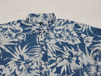 Camisa Manga Corta Ralph Lauren Mediana M Azul Palmeras Lino (Usado)