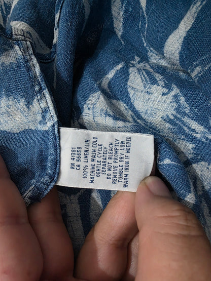 Camisa Manga Corta Ralph Lauren Mediana M Azul Palmeras Lino (Usado)