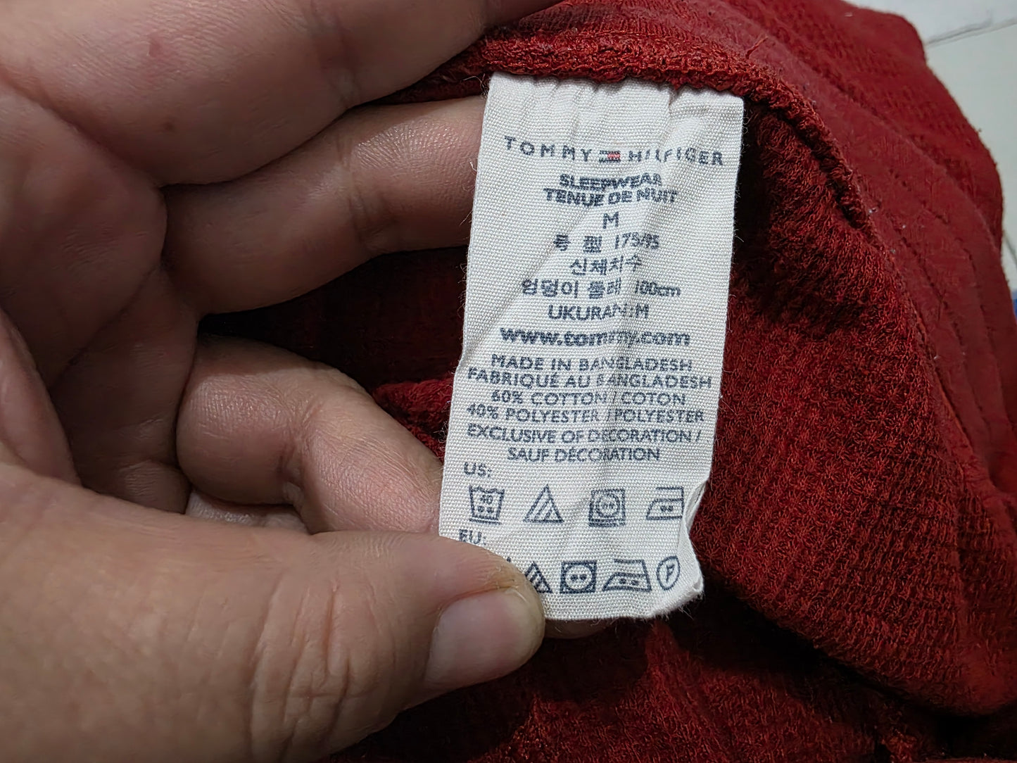 Pijama Tommy Hilfiger Mediana M Rojo Cordon (Usado)