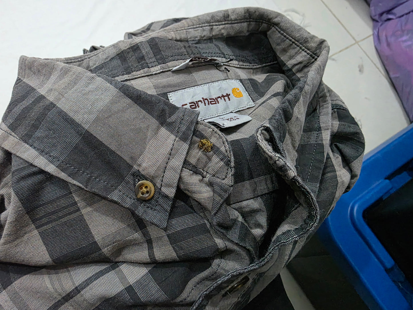 Camisa Carhartt Grande Gris Y Negro Cuadro (Usado)