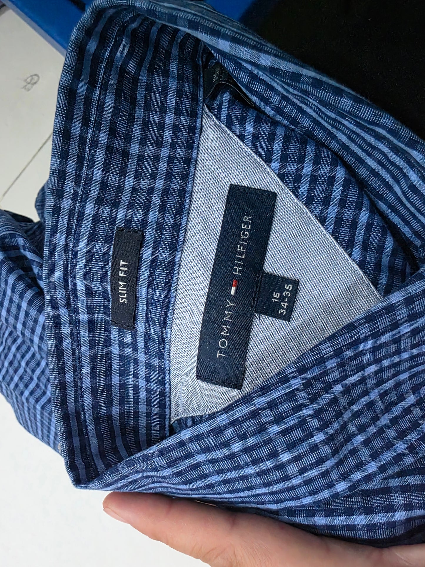 Camisa Slim Fit Tommy Hilfiger Grande L Azul Marino (Usado)
