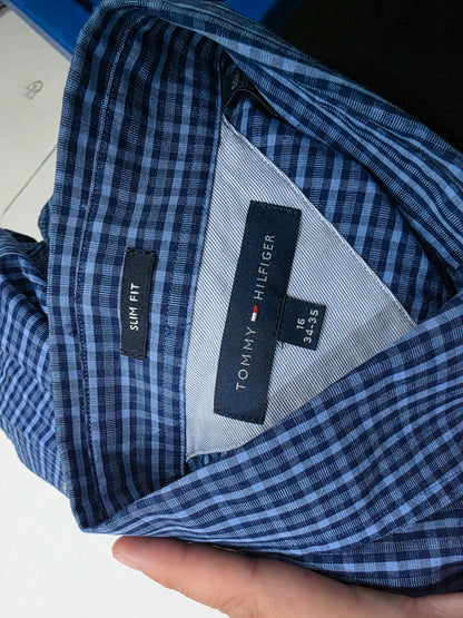 Camisa Slim Fit Tommy Hilfiger Grande L Azul Marino (Usado)