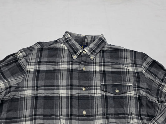 Camisa Franela Ralph Lauren Grande L Cuadro Gris (Usado)