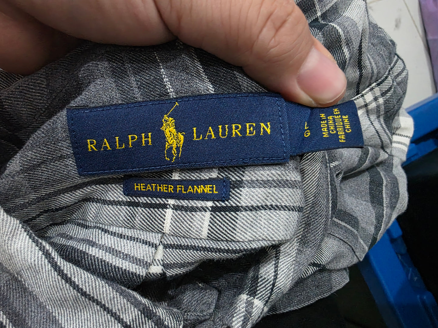Camisa Franela Ralph Lauren Grande L Cuadro Gris (Usado)