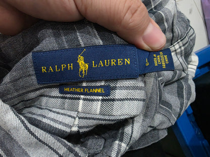 Camisa Franela Ralph Lauren Grande L Cuadro Gris (Usado)