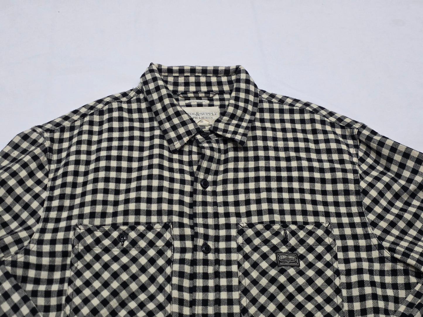 Camisa Regularfit Ralph Lauren Grande L Cuadro Beige Y Negro (Usado)
