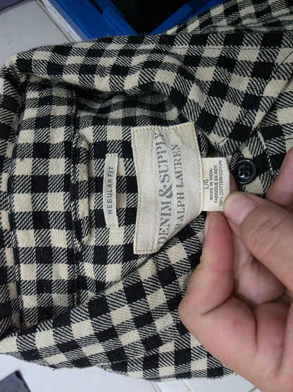 Camisa Regularfit Ralph Lauren Grande L Cuadro Beige Y Negro (Usado)
