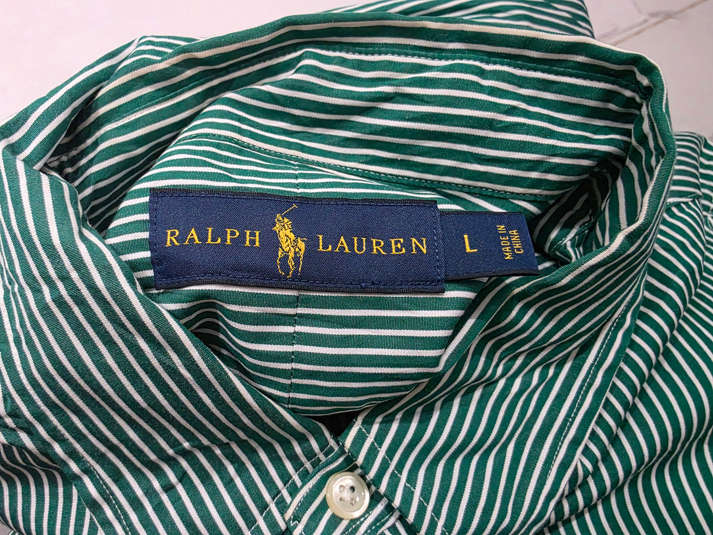 Camisa Ralph Lauren Grande L Verde Lineas (Usado)