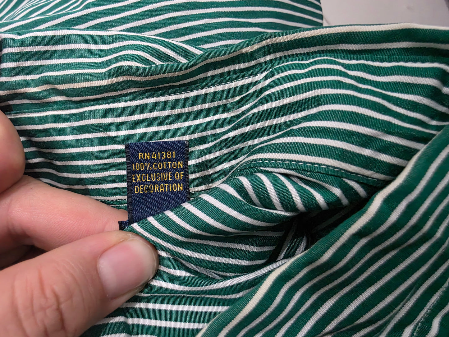 Camisa Ralph Lauren Grande L Verde Lineas (Usado)