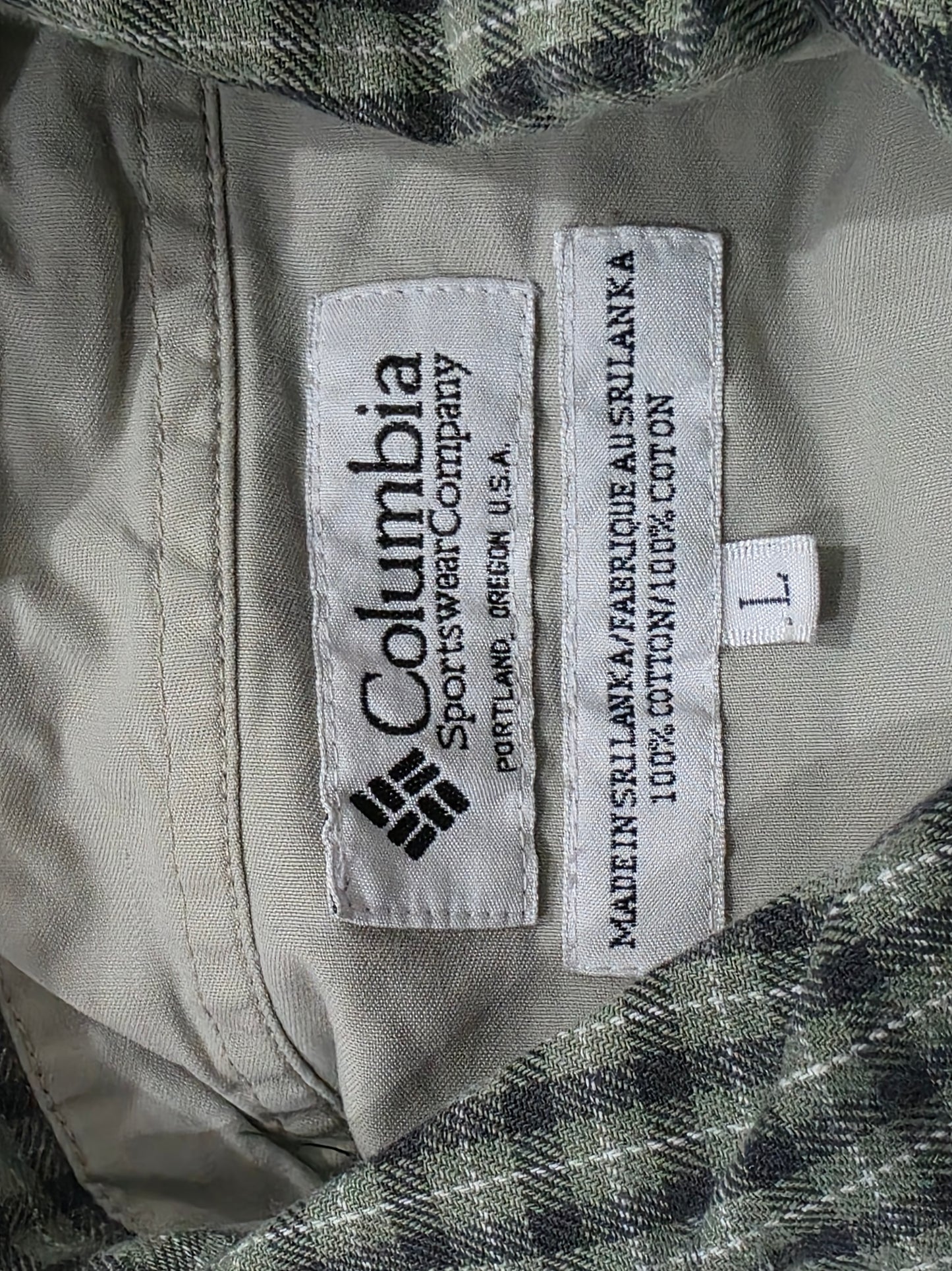 Camisa Columbia Grande L Cuadro Verde (Usado)