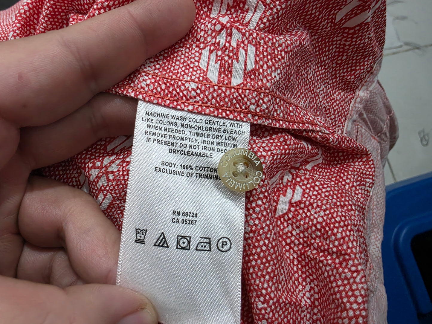 Camisa Manga Corta Columbia Grande L Rosa Figuras (Usado)
