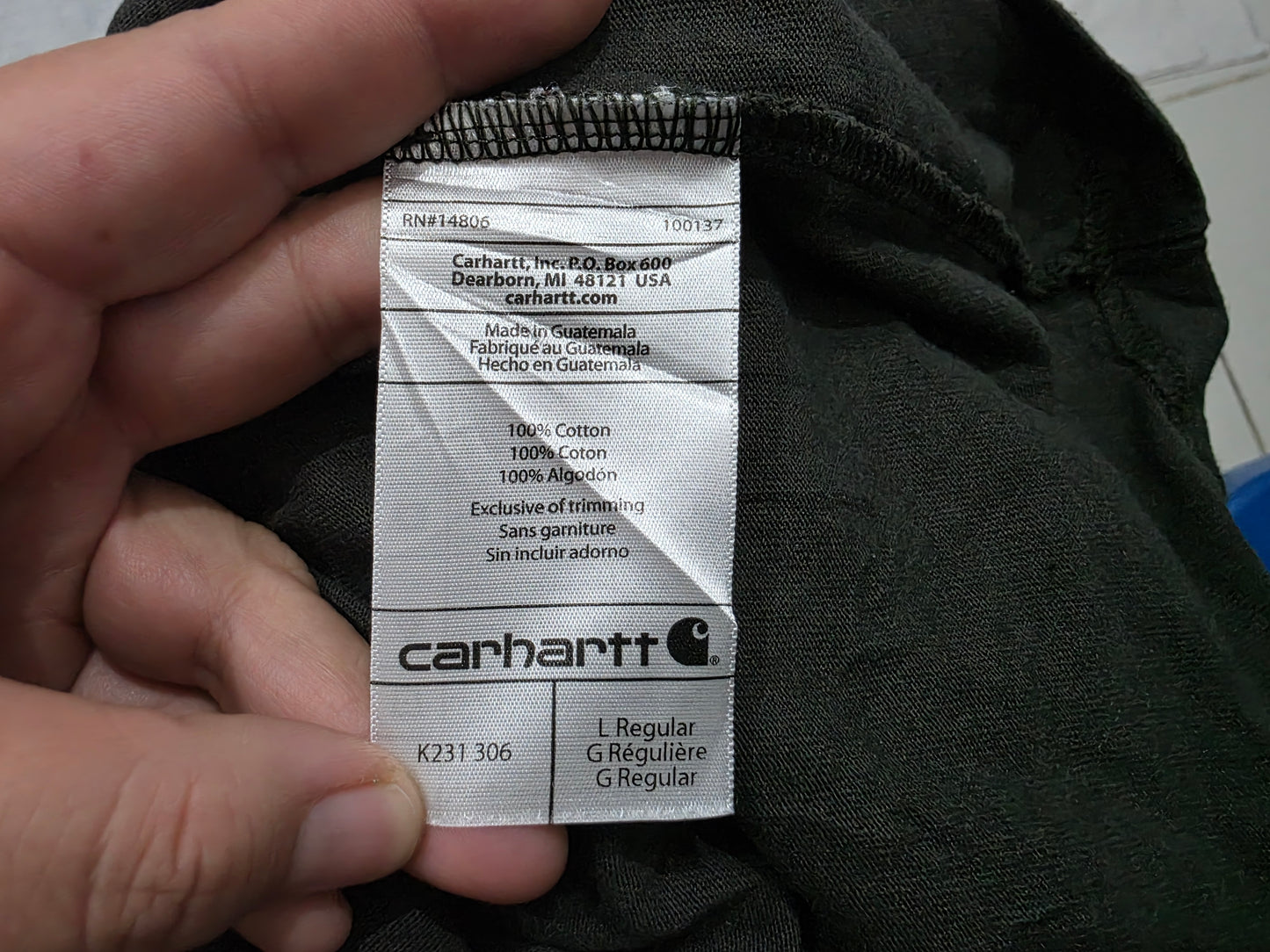 Playera Manga Larga Carhartt Grande L Verde Deslavado (Usado)