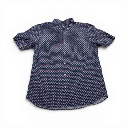 Camisa Manga Corta Vineyard Vines Azul Ballenas Bandera Usa (Usado)