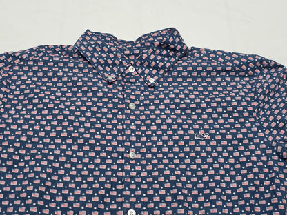 Camisa Manga Corta Vineyard Vines Azul Ballenas Bandera Usa (Usado)