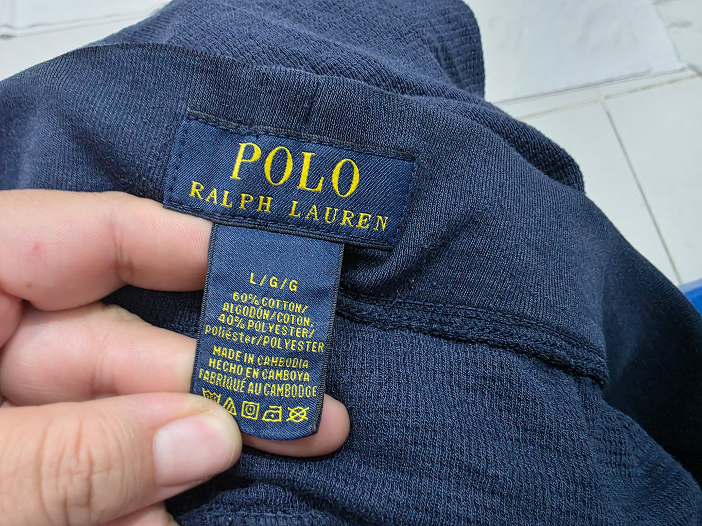 Bermuda Ralph Lauren Grande L Azul Pony Blanco (Usado)