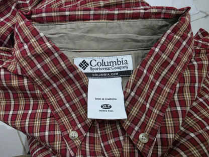 Camisa Columbia Xgrande Alto Cuadro Vino (Usado)