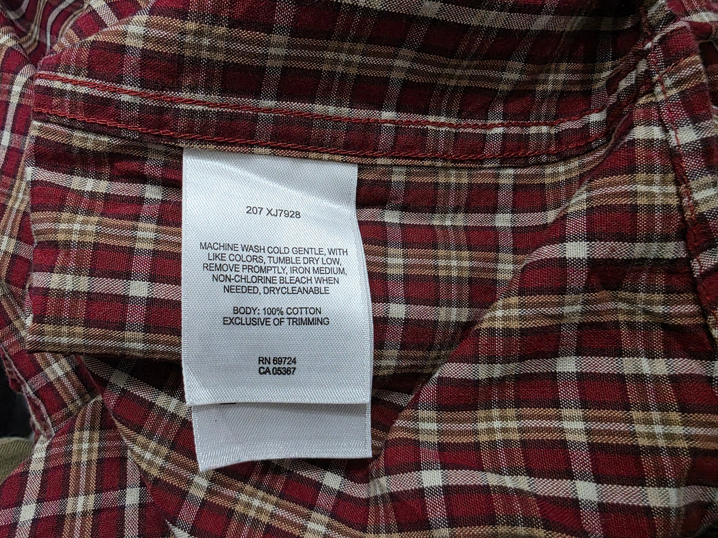 Camisa Columbia Xgrande Alto Cuadro Vino (Usado)