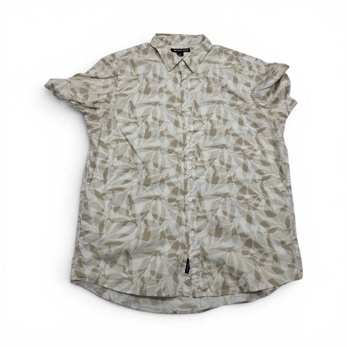 Camisa Manga Corta Michale Kors Xgrande Xl Cafe Hojas (Usado)