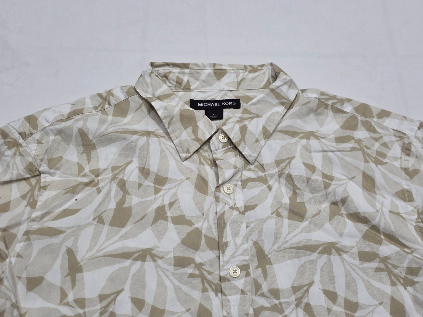 Camisa Manga Corta Michale Kors Xgrande Xl Cafe Hojas (Usado)