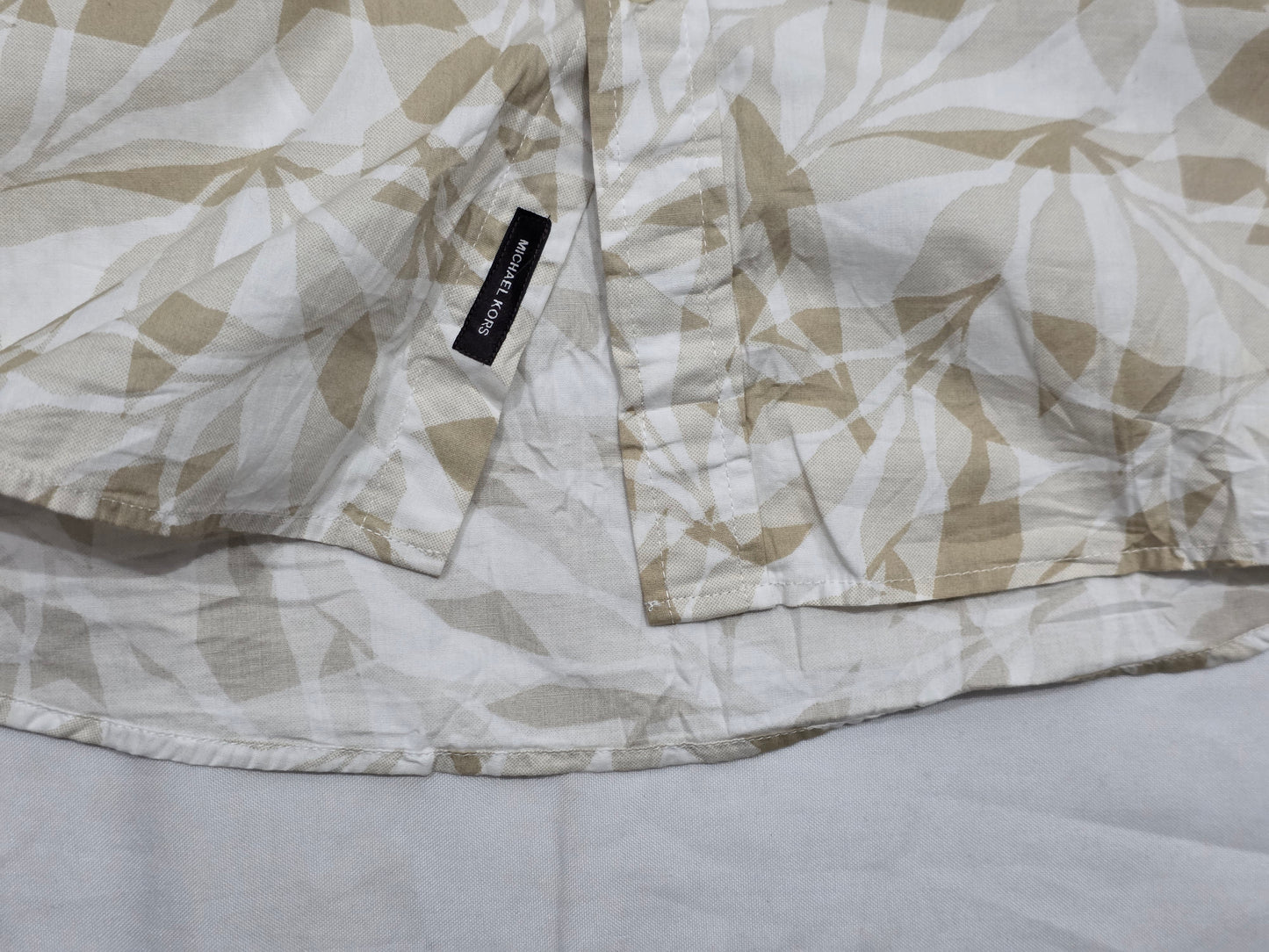 Camisa Manga Corta Michale Kors Xgrande Xl Cafe Hojas (Usado)