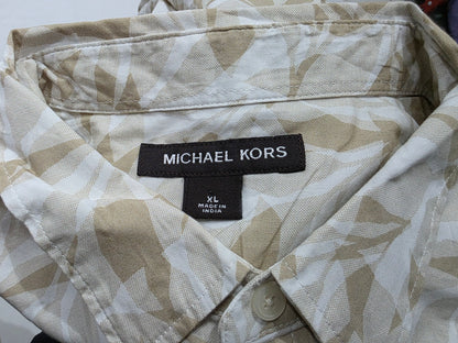 Camisa Manga Corta Michale Kors Xgrande Xl Cafe Hojas (Usado)