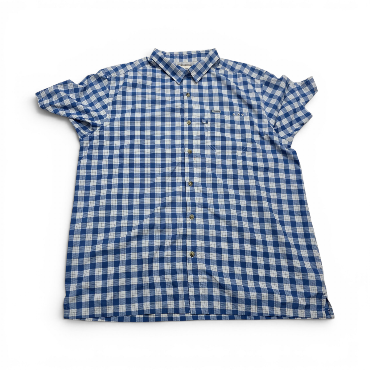 Camisa Manga Corta Columbia Xgrande Xl Cuadro Azul (Usado)