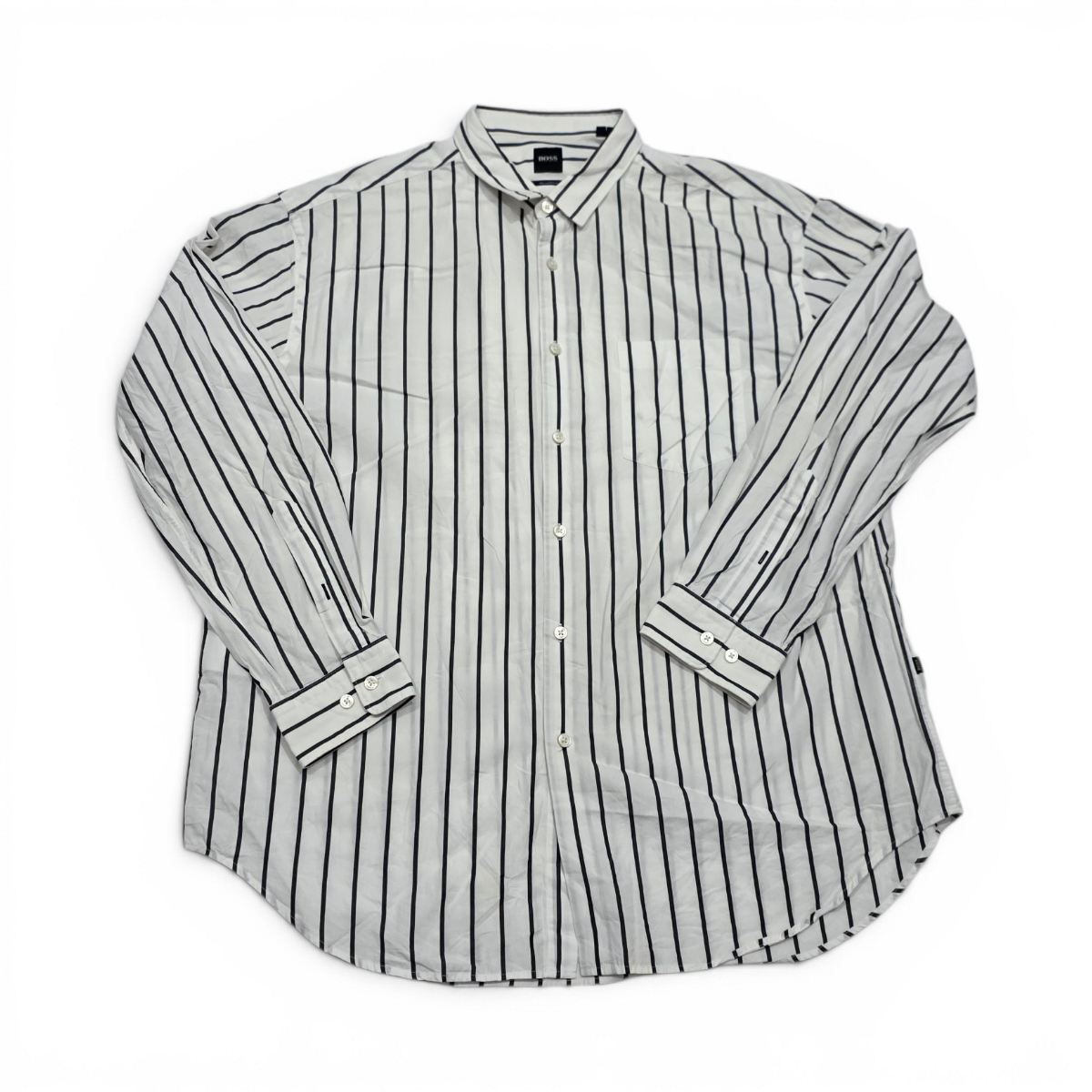 Camisa Relaxed Fit Hugo Boss Xgrande Xl Blanca Linea Negra (Usado)
