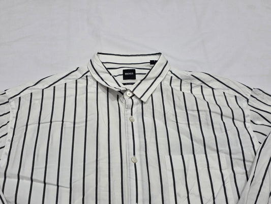 Camisa Relaxed Fit Hugo Boss Xgrande Xl Blanca Linea Negra (Usado)