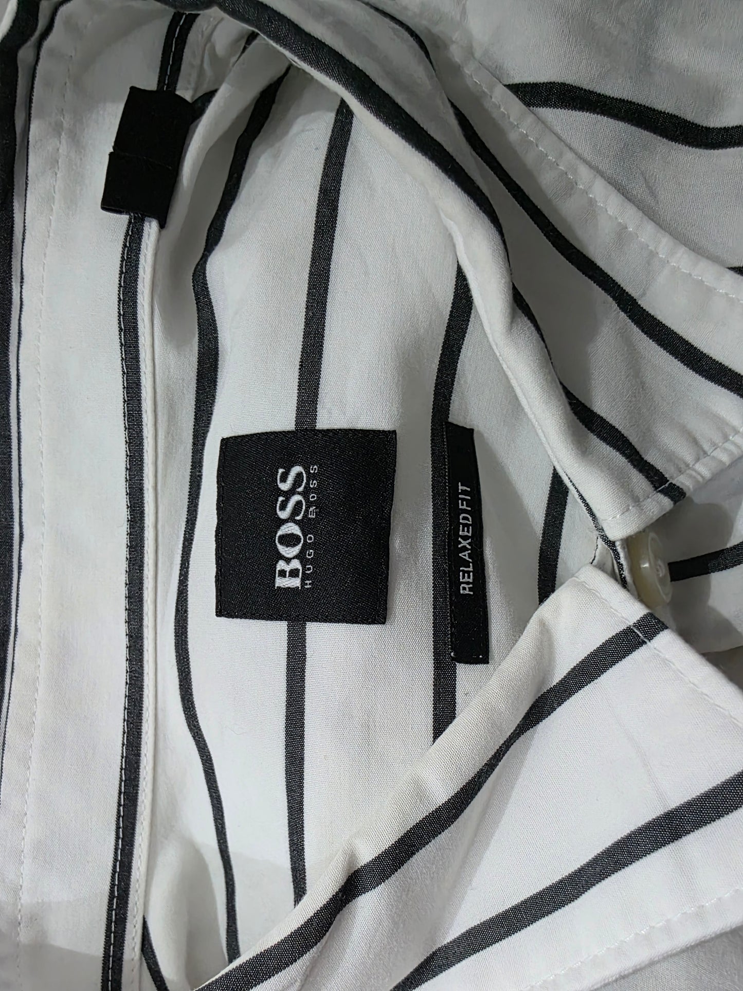 Camisa Relaxed Fit Hugo Boss Xgrande Xl Blanca Linea Negra (Usado)