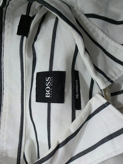 Camisa Relaxed Fit Hugo Boss Xgrande Xl Blanca Linea Negra (Usado)