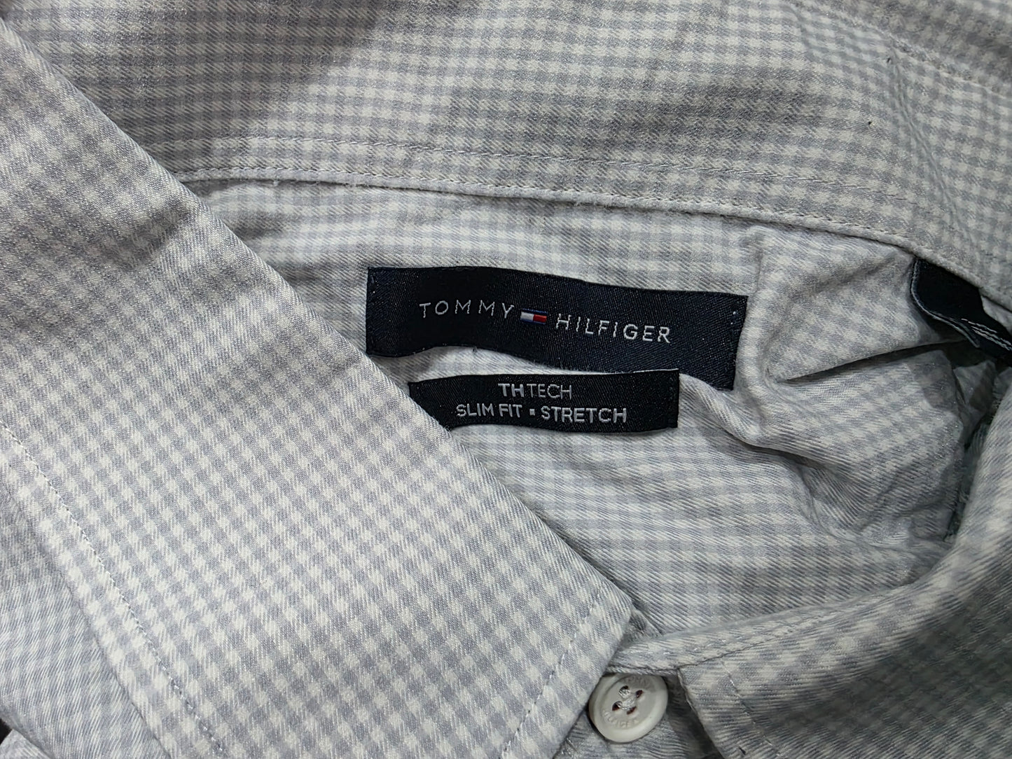 Camisa Slimfit Tommy Hilfiger 2xl Cuadro Gris Y Azul (Usado)