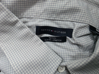 Camisa Slimfit Tommy Hilfiger 2xl Cuadro Gris Y Azul (Usado)