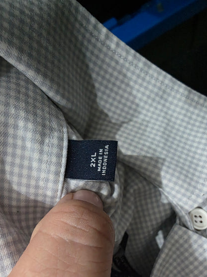 Camisa Slimfit Tommy Hilfiger 2xl Cuadro Gris Y Azul (Usado)