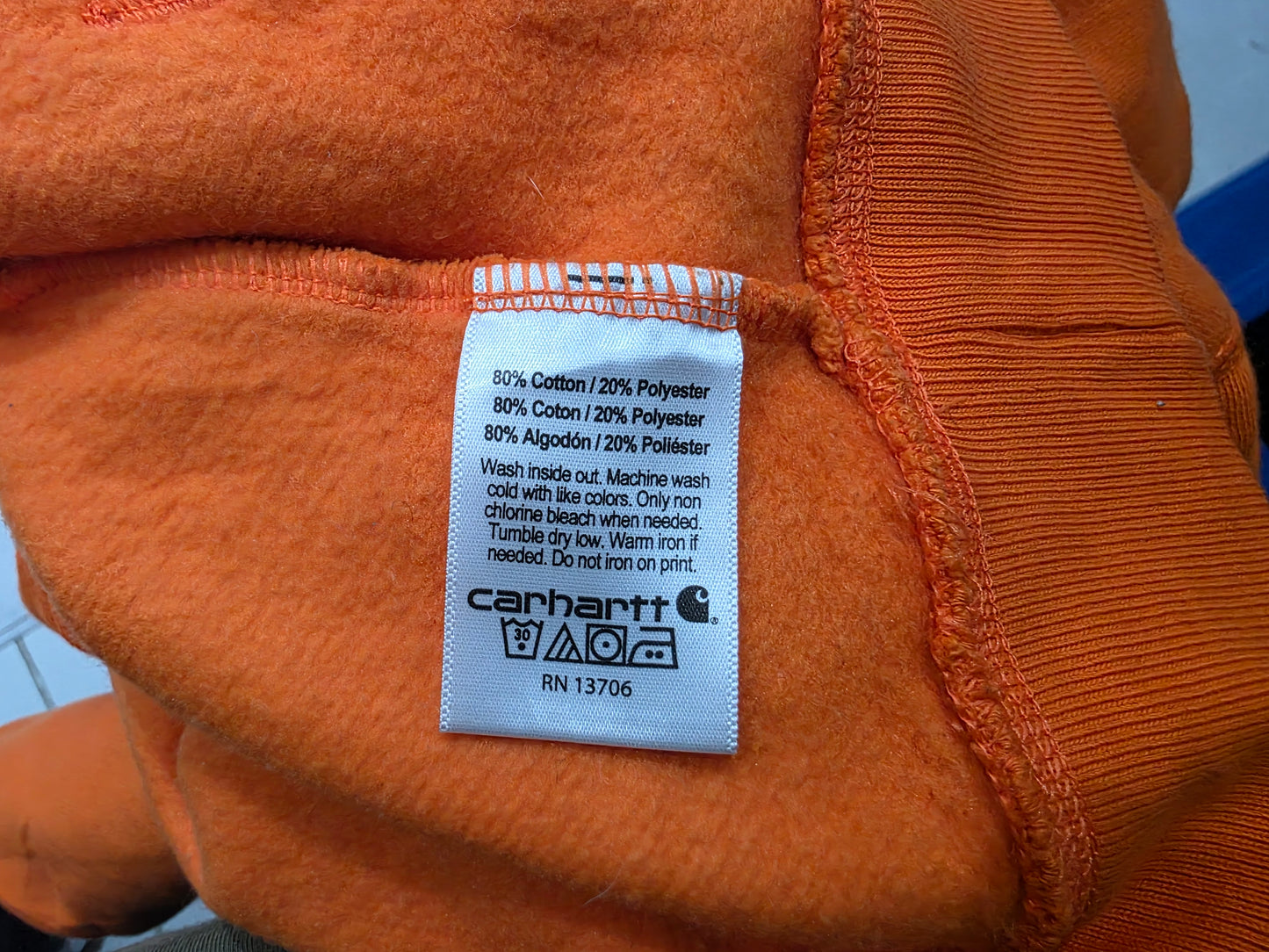 Sudadera Carhartt Adolescente L Naranja (Usado)