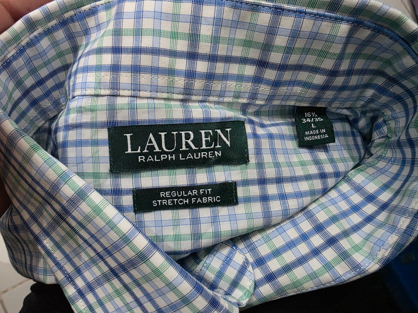 Camisa Ralph Lauren Grande 16 1/2 Regular Cuadro Azul (Usado)
