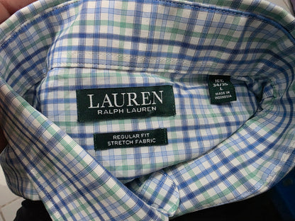 Camisa Ralph Lauren Grande 16 1/2 Regular Cuadro Azul (Usado)