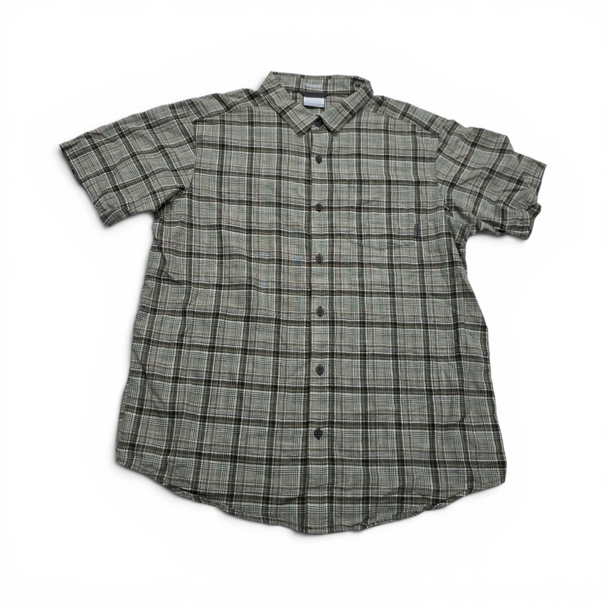 Camisa Manga Corta Columbia Grande L Regular Fit Cuadro Verd (Usado)