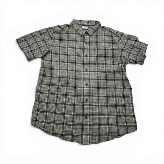 Camisa Manga Corta Columbia Grande L Regular Fit Cuadro Verd (Usado)