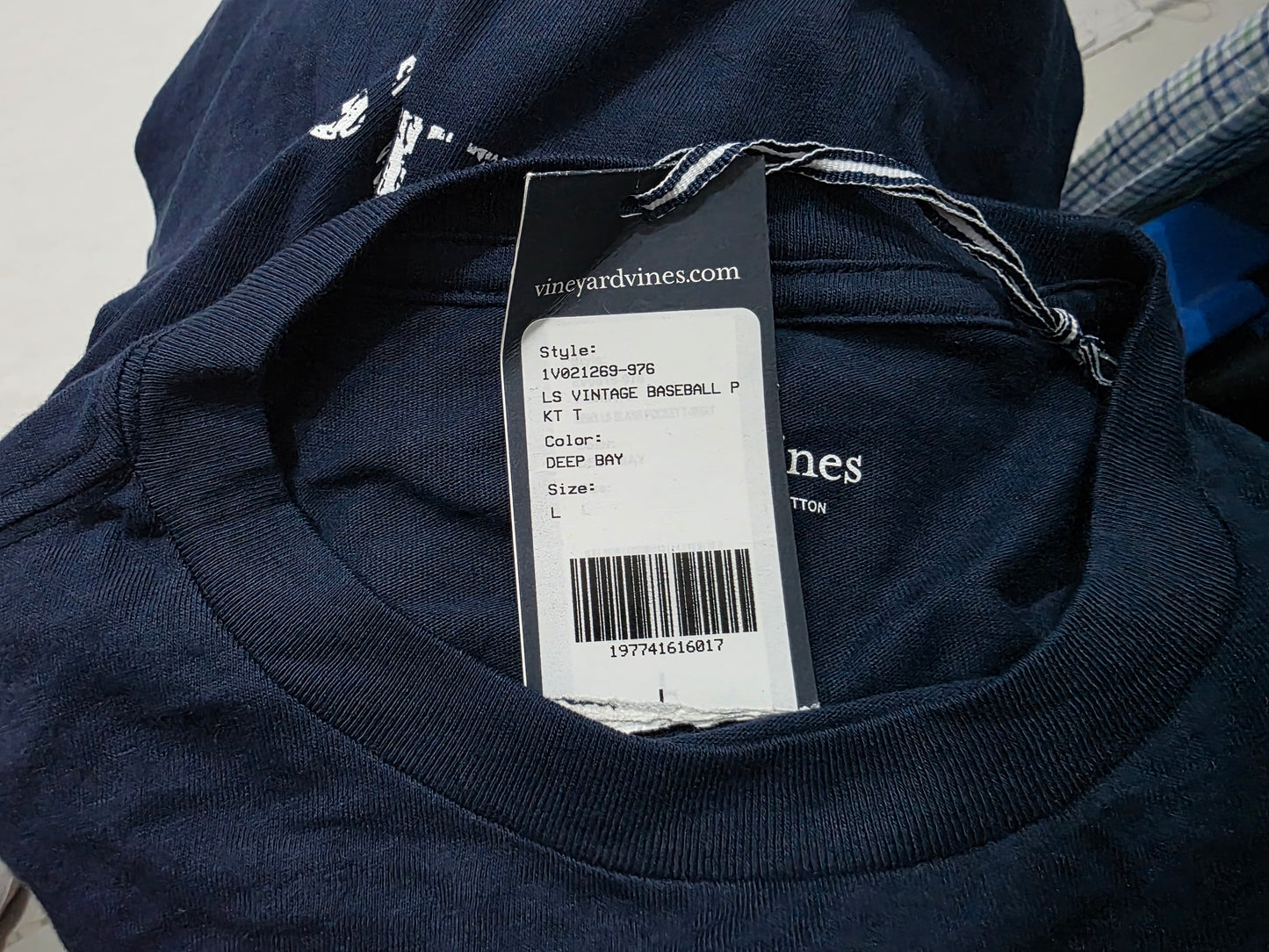 Playera Manga Larga Vineyard Vines Grande L Azul Baseball (NUEVO)