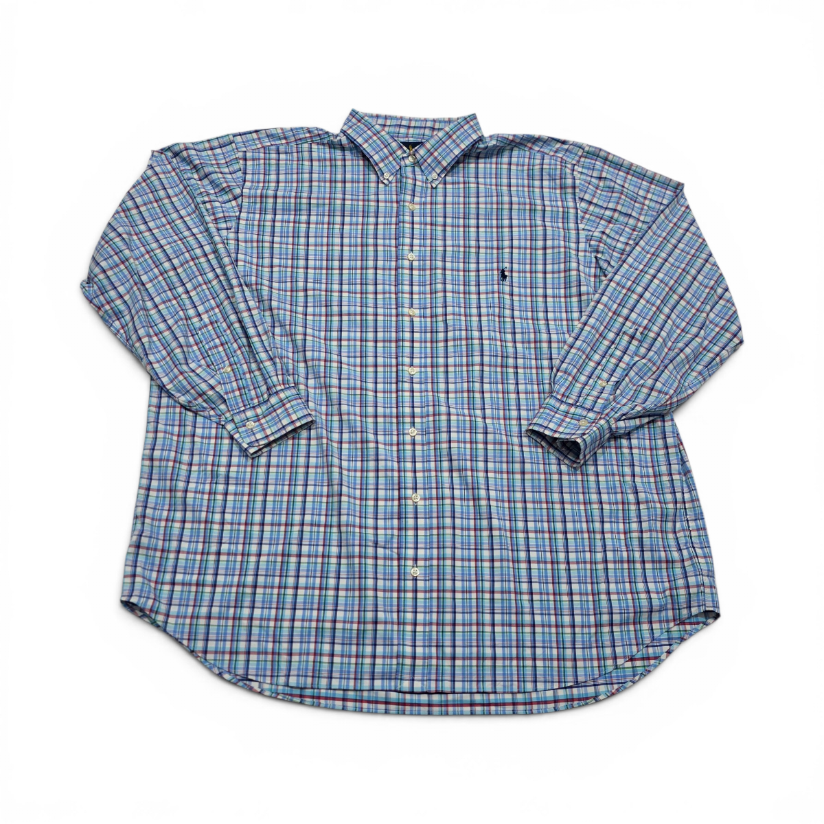 Camisa Ralph Lauren 2xl Big Performance Cuadro Azul Pony Azu (Usado)