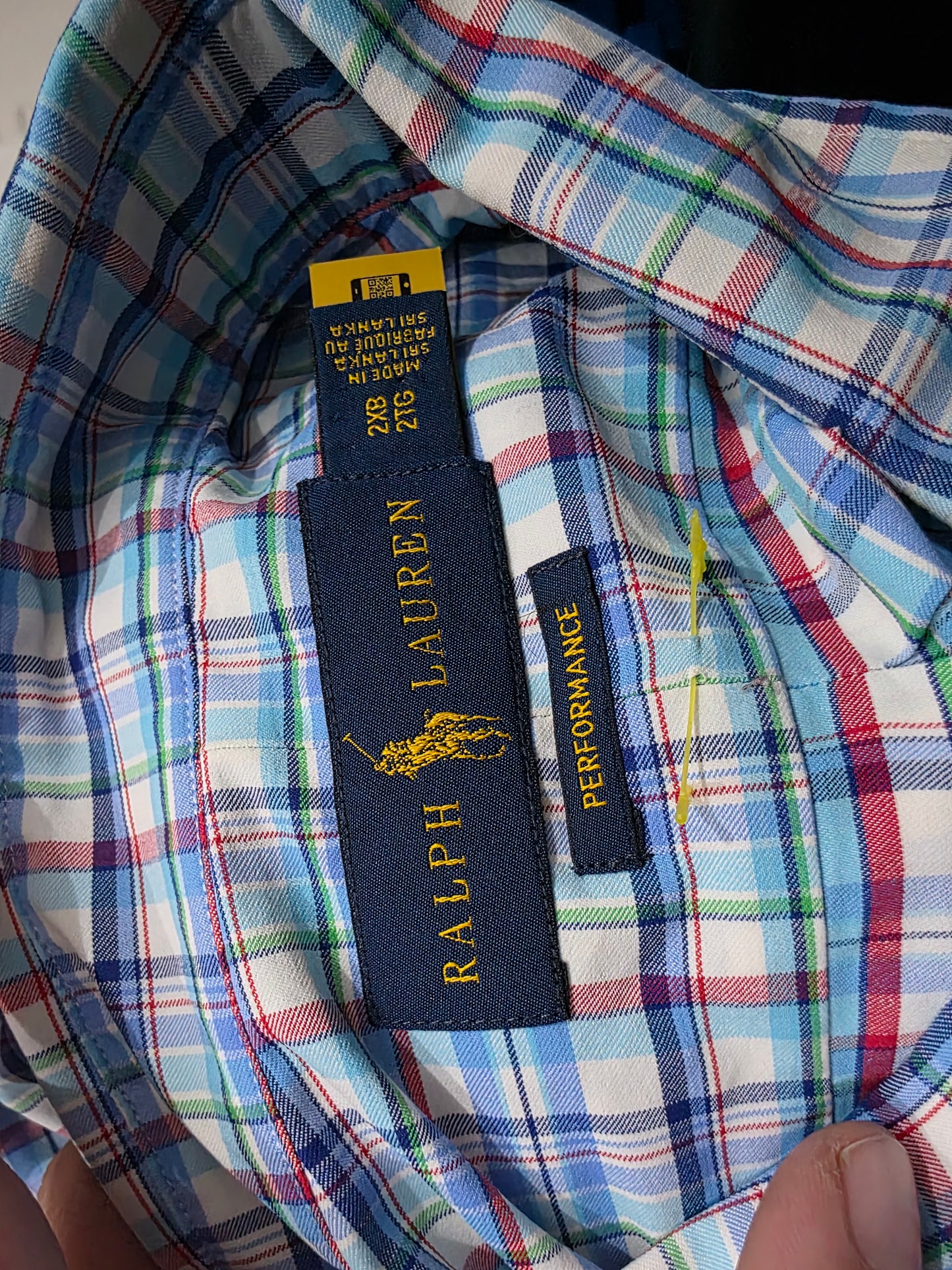 Camisa Ralph Lauren 2xl Big Performance Cuadro Azul Pony Azu (Usado)